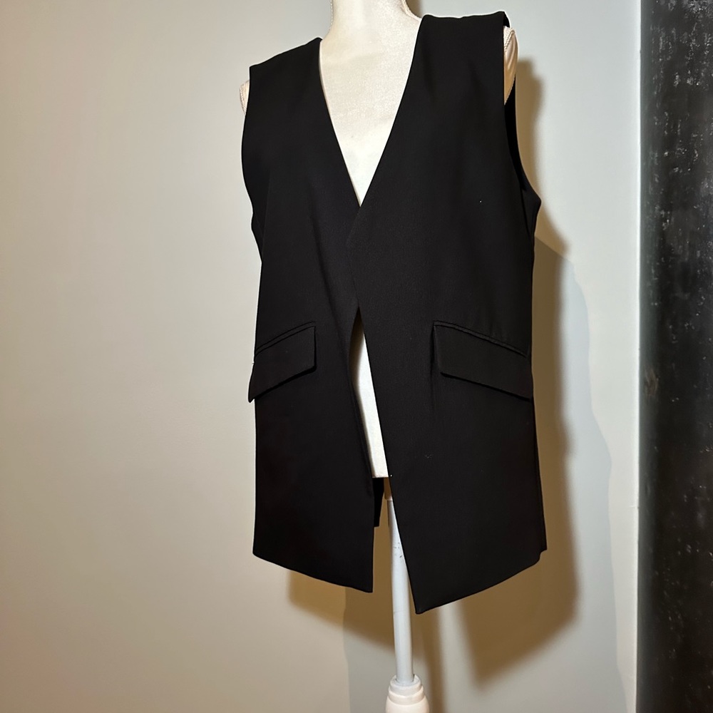 Zara Unstructured Vest, Black, Back Split, Drapes… - image 2
